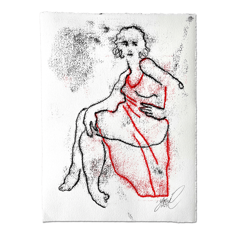 "Red Dress II" 1/1 Monotype (FRAMED)
