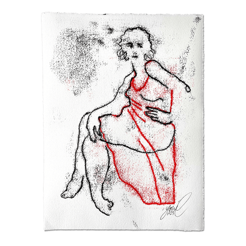 "Red Dress II" 1/1 Monotype (FRAMED)