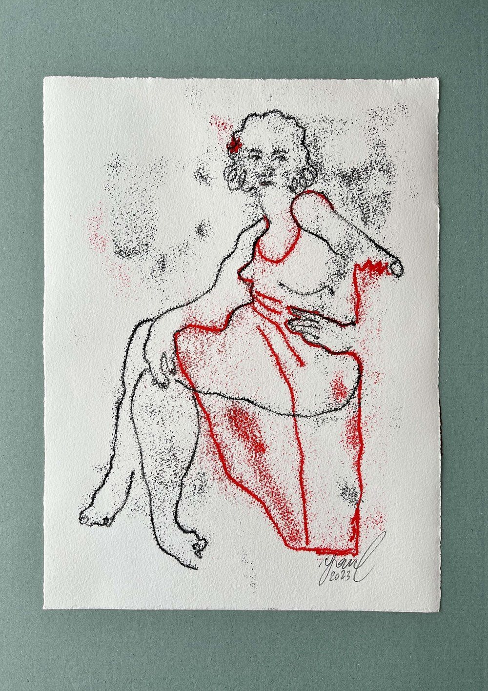 "Red Dress IV" 1/1 Monotype
