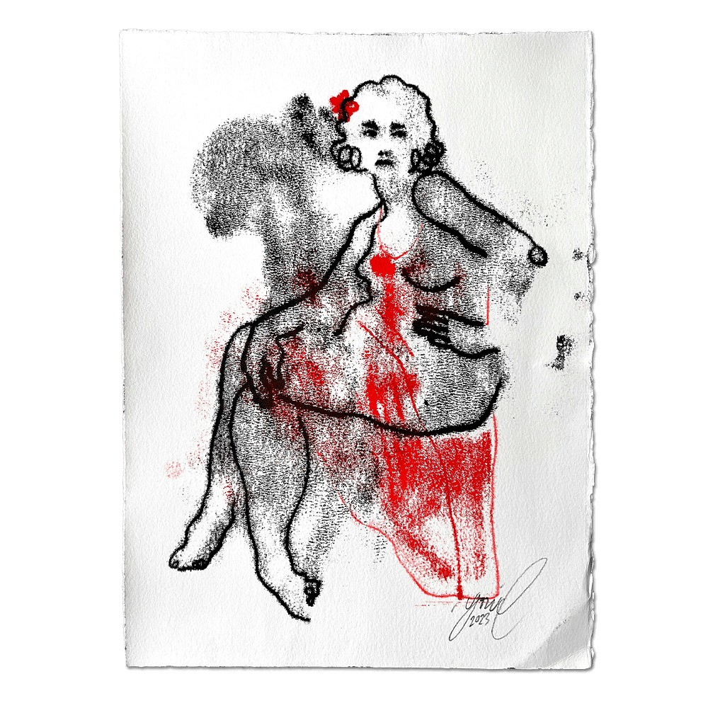 "Red Dress I" 1/1 Monotype